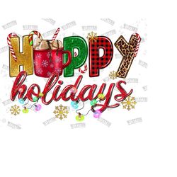 Happy Holidays Png, Christmas Png, Christmas Gift Png,Happy Holidays Png,Western Christmas Png,Light Png,Sublimation Design,Digital Download