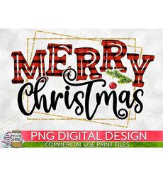 Merry Christmas Plaid Gold PNG Print File for Sublimation Or Print, Christmas Sublimation, Winter, Holiday Print Files,