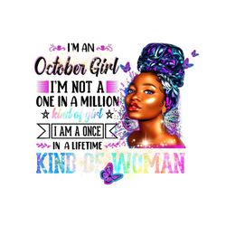 I'm An October Girl Birthday Digital Files, Black Beauty Sublimation Design Instant Download, Black Afro Lady Png , Lady