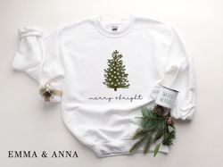 Christmas Sweatshirt Png for Women, Merry and Bright Sweatshirt Png, Christmas Tree Sweatshirt Png, Christmas Sweater, C