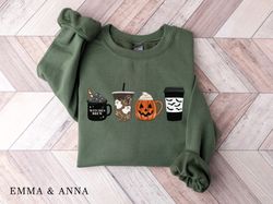 Halloween Sweatshirt Png, Fall Coffee Sweatshirt Png, Halloween Coffee Sweatshirt Png, Halloween Sweater, Halloween Crew