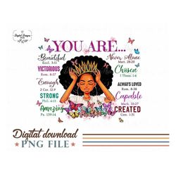 Afro Girl Christmas Png Sublimation Designs, God Says You Are Png, Black Girl Afro With Butterfly Sublimation Png, Black