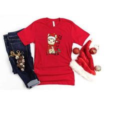 Christmas Lama Lighting Shirt, Christmas Lama Santa Hat Shirt Sweatshirt Hoodie, Christmas Gift, Christmas Party Tee, Me