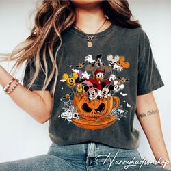 Retro Disney Mickey and Friends Pumpkin Cup Halloween 2023 Shirt Png, Disney Halloween Matching Shirt Png, Disney Family