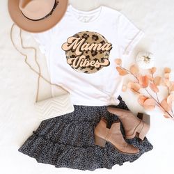 Mama Vibes Shirt PNG, Leopard Mama Tee, Mothers Day Shirt PNG, Mom Vibes Shirt PNG, Pregnancy Reveal Shirt PNG, Best Mom