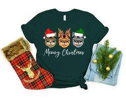 Meowy Christmas Shirt PNG, Christmas Cat Shirt PNG, Christmas Cat Lover Shirt PNG, Christmas Family Shirt PNG, Merry Chr