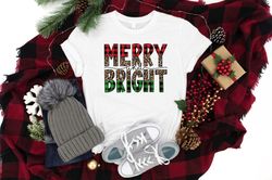 Merry Bright Shirt PNG, Merry Christmas Leopard Shirt PNG, Merry Bright Buffalo Plaid Shirt PNG, Christmas Shirt PNG, Ch