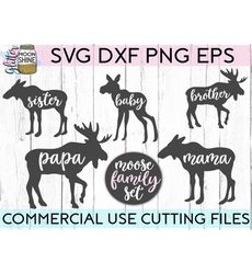 Moose Family Bundle svg dxf eps png Files for Cutting Machines Cameo Cricut, Matching, Baby Brother Sister Mama Papa Bea