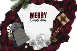 Merry Christmas Buffalo Plaid T-Shirt PNG, Family Merry Christmas TShirt PNG, Christmas T-Shirt PNG, Trendy Christmas T-