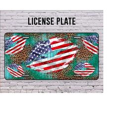 American Flag Lips Leopard License Plate,America License Plate Png, America License Plate Png, Lips Png, American Flag P