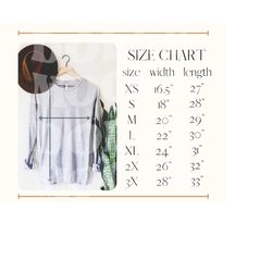 Bella Canvas Size Chart | Bella Canvas 3501 Size Chart | Bella Canvas 3501 Mockup | Boho Mockup | Size Chart | Sizing Chart XS-3X