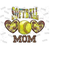 Softball Mom Png, Leopard Heart Png, Softball Mom Png, Sports Png, Softball Mom Shirt Png, Softball Mom Iron On Png, Love Softball Png