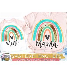 Dot Rainbow Mama & Mini Set of 2 svg eps dxf png Files for Cutting Machines Cameo Cricut, Mom and Kid, Mother's Day, Chr