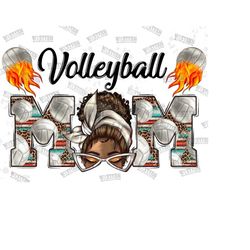 Afro Messy Bun Volleyball Mom Png Sublimation Design, Black Woman Png, Volleyball Mom Png, Afro Volleyball Mom Png, Digital Download