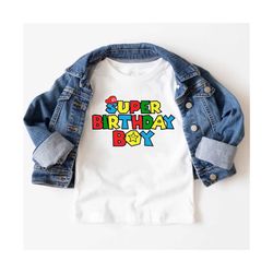 Super Birthday Boy Shirt, Birthday Family Matching Shirts, Birthday Gift Boys Shirt, Super Mario Bros Shirt, super daddio,Super Mommio ,40