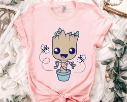 Marvel Guardians Of The Galaxy Baby Groot And Bees Shirt, I Am Groot, MCU Fans, Unisex Tshirt Family Birthday Gift Adult
