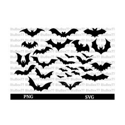 Halloween Bats SVG, Spooky Bats SVG, Bats Clipart, Bats PNG, Bats Silhouettes, Halloween Bats Cut File, Flying Bats Svg, Halloween Bats Png