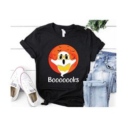 Ghost Books, Booooks Shirt, Halloween Reading Shirt, Librarian T-Shirt, Librarian Gift, Bookworm Gift, Halloween Party Teacher Shirt