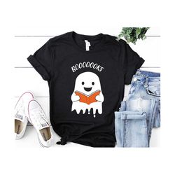 Ghost Books, Booooks Shirt, Halloween Reading Shirt, Librarian T-Shirt, Librarian Gift, Bookworm Gift, Halloween Party Teacher Shirt