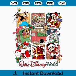Vintage Walt Disney World Christmas Mickey And Friend PNG