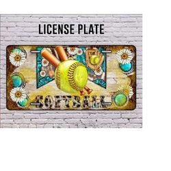 Softball License Plate, Softball License Plate Png, Daisy Png, Sport License Plate Png, Softball Png, Digital Download