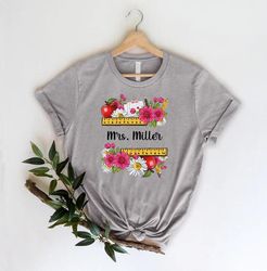 Custom Floral Teacher Shirt PNG, Teacher  Groovy Gifts, Teacher Flower TShirt PNG, Personalized Mrs Shirt PNGs,Cute Teac
