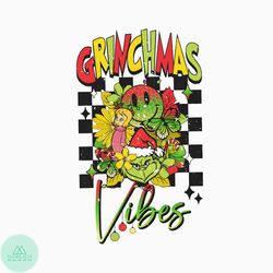 Retro Grinchmas Vibes Floral Santa Claus PNG Download