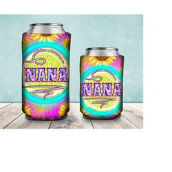 western nana can cooler png sublimation design, nana can holder, western nana  12oz. can cooler template, tie dye nana can cooler png