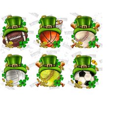 6 Png-  St. Patrick's Day Sport Bundle Png Sublimation Design, St. Patrick's Day Png, Baseball, Soccer png, Softball png