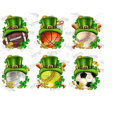 6 Png-  St. Patrick's Day Sport Bundle Png Sublimation Design, St. Patrick's Day Png, Baseball, Soccer png, Softball png, Basketball Png
