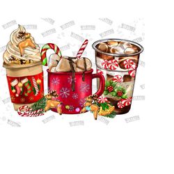Christmas Coffee Cups Png, Christmas Sublimation Designs,Christmas Png, Coffee Sublimation Png, Christmas Drink Design,Christmas Coffee Png