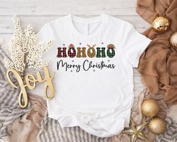 Ho Ho Ho Santa Shirt PNG, Gift For Christmas, Merry Christmas TShirt PNG, Buffalo Plaid Christmas Tee, Santa Hat Shirt P