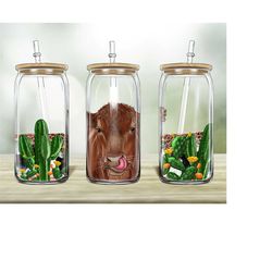Red Angus 16oz Libbey Glass Png, Animal Design Png, Angus Png, Cactus Desing Png, Tumbler Sublimation Design,Digital Download PNG