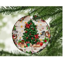 christmas tree ornament png sublimation design, merry christmas png, christmas gift box ornament png, ornament png, digital download