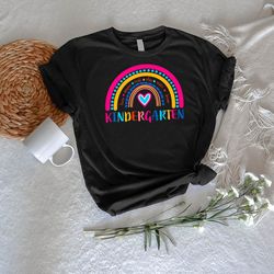 Kindergarten Teacher Shirt PNG, Back To School Gift, Rainbow Kindergarten Teachers TShirt PNG, Colorful Heart Inspire Sh