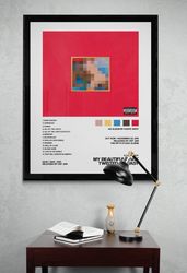 Kanye West My beautiful dark twisted fantasy poster, hype beast yeezy poster, minimalist Kanye poster, digital download.