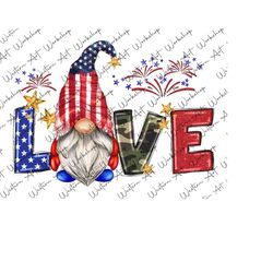Western American Flag Gnome Love Png, Love American Gnome Png, Happy 4th of July, American Flag, Gnome Png, Love Png, American Stars Love