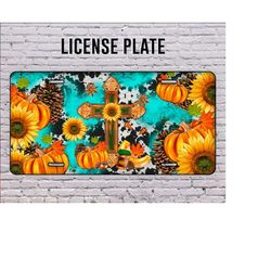 Strobilus Cowhide Cross License Plate,Strobilus License Plate Png,Cross License Plate Png,Pumpkin Png,Sunflower Png, Digital Download