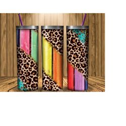 Leopard and wood Background Tumbler Design, Colorful Wood Tumbler, Leopard Tumbler Png, Western Tumbler Png, Instant Download