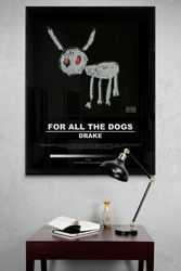 Drake for all the dogs album poster black, drake album poster, minimalist art, digital download.jpg