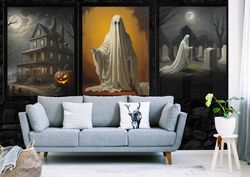 Halloween wall art 3 pack, Vintage ghost painting, vintage Halloween wall art, digital download.jpg