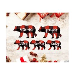 Bear Buffalo Plaid svg, Christmas Bear SVG, Christmas svg, Christmas Bear Bundle svg, Cut File silhouette Bear Family Svg Bear Buffalo Plaid