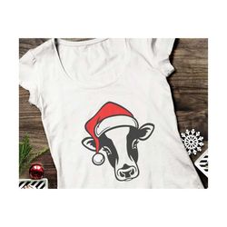 christmas cow svg,christmas heifer svg, cow with christmas hat svg, cow with santa hat svg,christmas cow svg file,farm svg,silhouette cricut