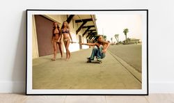 Beach Sea Girls Young Boy Skateboard Poster - Art Deco, Skate Lovers, Canvas Print, Gift Idea, Print Buy 2 Get 1 Free.jp