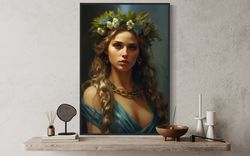 Demeter Greek Goddess Poster Or Canvas - Goddess of Agriculture and Fertility - Mythology Painting Framed Or Unframed Re