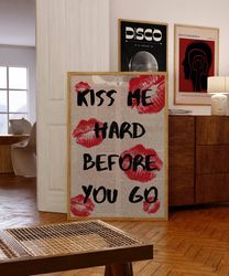 Kiss Poster, 70s Poster, Red Wall Art, Trendy Wall Art, Hippie Print, Vintage Poster, Psychedelic Room Decor, Retro Prin