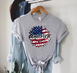 America Sunflower TShirt PNG, Gifts For Memorial Day, USA Flag Flower Shirt PNG, 4th Of July Shirt PNG, Patriotic T-Shir