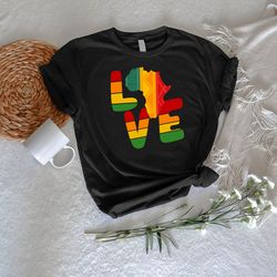 Africa Love Shirt PNG, Gift For Black Women, Map Of Africa TShirt PNG, Love Juneteenth Tee, Afro Black Girl Outfits, 186