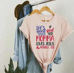 American Mama TShirt PNG, Patriotic Gifts For Mom, Loves Jesus and America Too Shirt PNG, God Bless America Shirt PNGs,