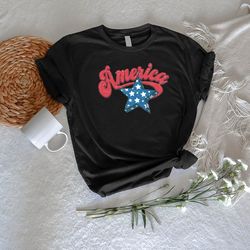 America TShirt PNG, 4th Of July Gift, Retro America Star Shirt PNG, Star Stripes Tee, Red White And Blue TShirt PNGs, Vi